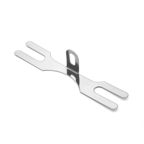 BRACKET AJUSTABLE PARA SALPICADERA EN 120MM DE LARGO X 25MM ANCHO EN ACERO CROMADO