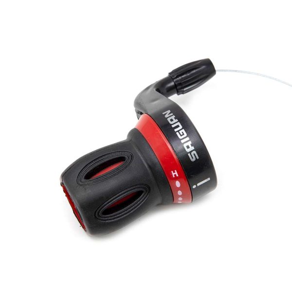 CAMBIO AL PUÑO DE TIPO FRICCIÓN PARA 18 VELOCIDADES EN COLOR NEGRO CON ROJO CON PUÑOS DE ALTA CALIDAD,LIGERO Y RESISTENTE.