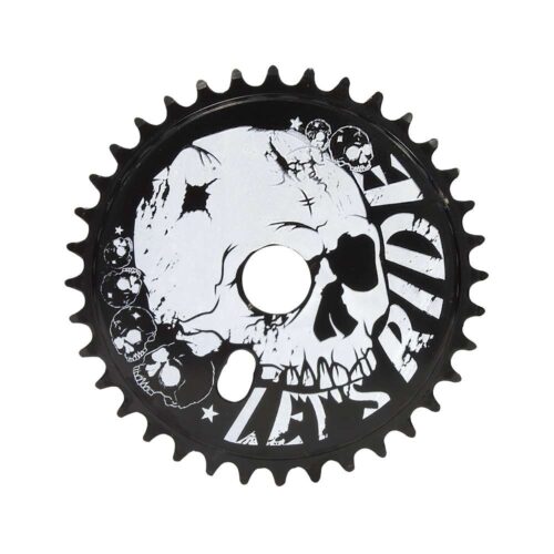DISCO PARA CIGÜEÑAL 44 DIENTES X 1/8" NEGRO COMPACTO DISEÑO CALAVERA GROSOR 2.