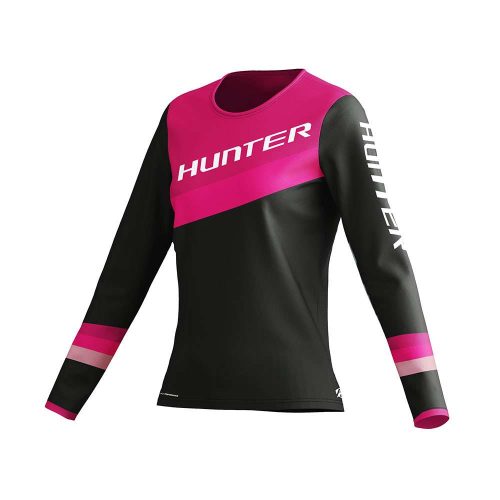 JERSEY HUNTER ENDURO PARA DAMA MANGA LARGA TELA COOLMAX DISEÑO ROSA/NEGRO TALLA MEDIANA