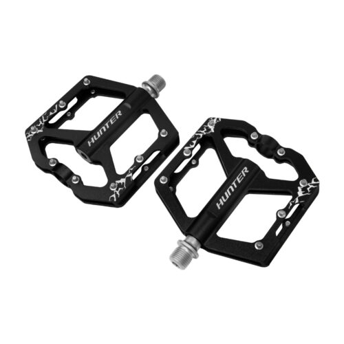 PEDAL 9/16" ALUMINIO  CNC 6061 EJE DE CR-MO 3 BALEROS SELLADOS Y PINS REMOVIBLES COLOR NEGRO ANODIZADO HUNTER