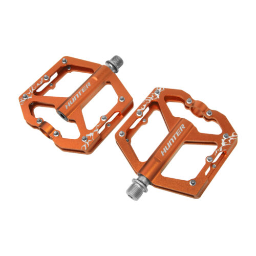 PEDAL 9/16" ALUMINIO  CNC 6061 EJE DE CR-MO 3 BALEROS SELLADOS Y PINS REMOVIBLES COLOR ANARANJADO ANODIZADO HUNTER