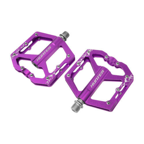 PEDAL 9/16" ALUMINIO  CNC 6061 EJE DE CR-MO 3 BALEROS SELLADOS Y PINS REMOVIBLES COLOR MORADO ANODIZADO HUNTER