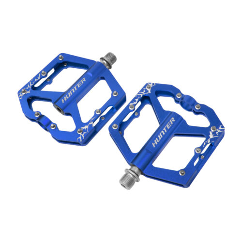 PEDAL 9/16" ALUMINIO  CNC 6061 EJE DE CR-MO 3 BALEROS SELLADOS Y PINS REMOVIBLES COLOR AZUL ANODIZADO HUNTER