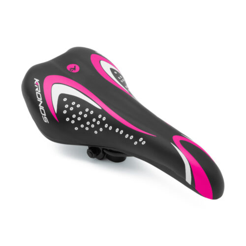 ASIENTO PARA BICICLETA MARCA KRONOS COLOR NEGRO/ROSA MED. 145MMX280MM  MOD. 920