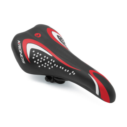 ASIENTO PARA BICICLETA MARCA KRONOS COLOR NEGRO/ROJO MED. 145MMX280MM  MOD. 920