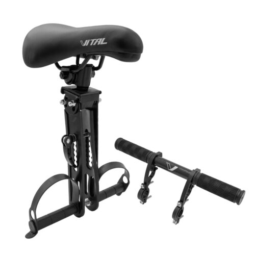 ASIENTO INFANTIL TIPO COPILOTO COLOR NEGRO BRACKET EN ACERO Y ACCESORIOS EN ALUMINIO MARCA VITAL