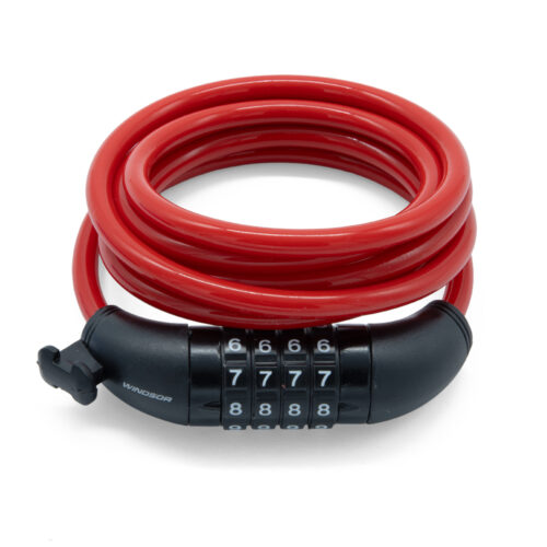 CANDADO PARA BICICLETA 8X185CM  DE COMBINACION ROJO WINDSOR