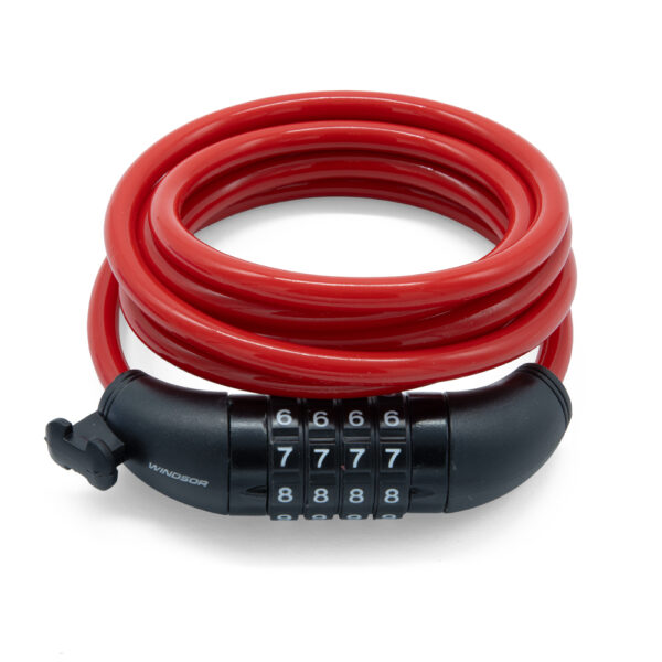 CANDADO PARA BICICLETA 8X185CM  DE COMBINACION ROJO WINDSOR