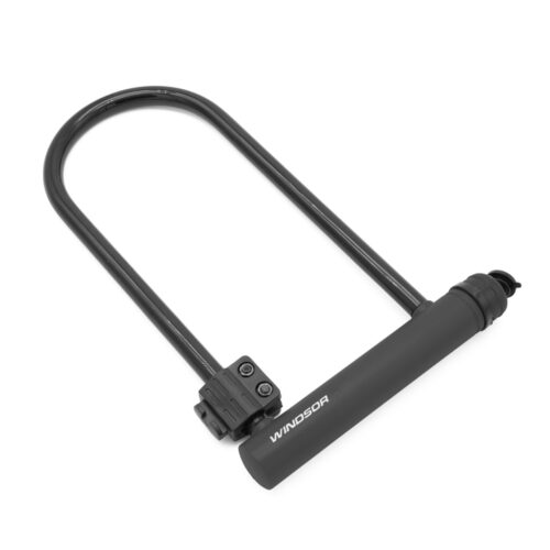 CANDADO PARA BICICLETA TIPO "U" CON  CABLE COLOR NEGRO MARCA WINDSOR