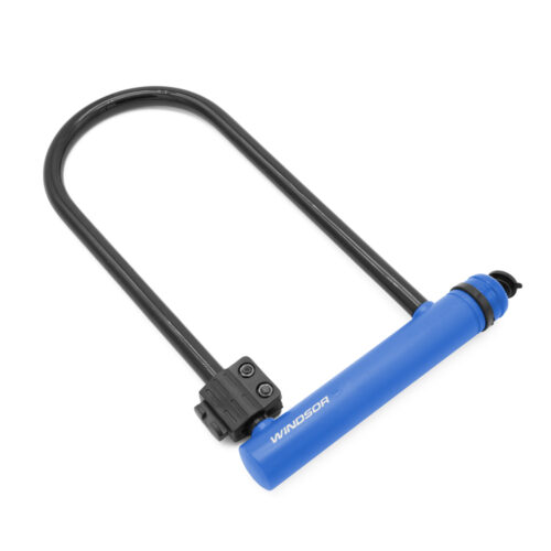 CANDADO PARA BICICLETA TIPO "U" CON CABLE COLOR AZUL MARCA WINDSOR