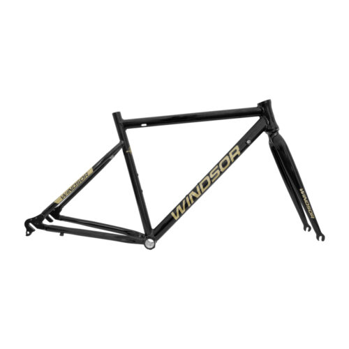 CUADRO R-28" SÚPER TURISMO COMPETENCIA ALUMINIO 6061 T-50 NEGRO BRILLANTE CON CALCOMANIA METALICA DORADA P/VELOCIDADES PARA TAZAS DE DIRECCION 1 1/8 SEMI-INTEGRADAS  WINDSOR