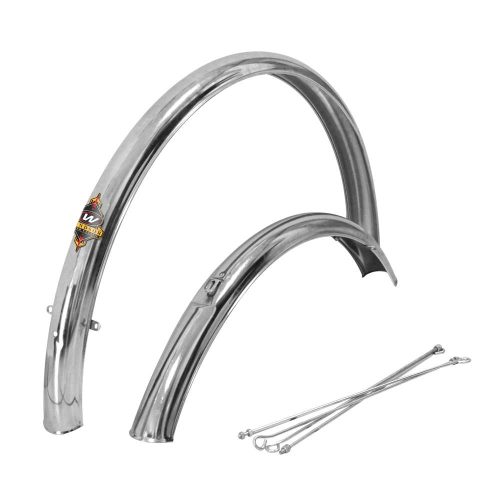 SALPICADERA R-28 TURISMO LARGAS ACERO CROMADA CON ACCESORIOS (JGO) MARCA WINDSOR