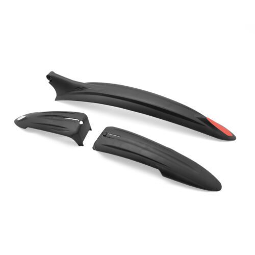 SALPICADERAS EN JUEGO DE  PLASTICO PARA BICICLETA COLOR NEGRO AJUSTABLE CON MONTAJE RAPIDO TIPO Q/R  R-24" A R-29 MARCA WINDSOR